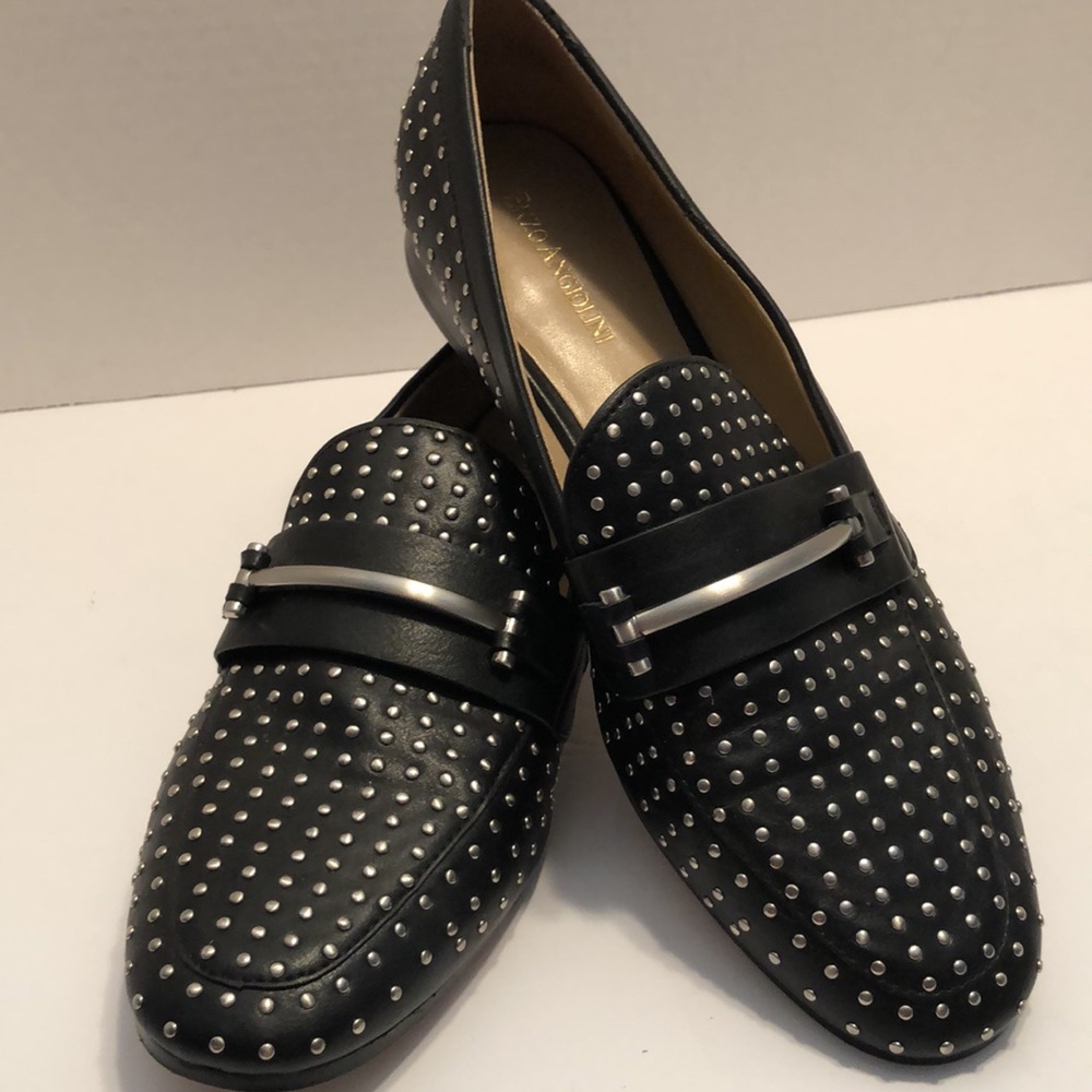 Enzo Angiolini Black Studded Leather Loafers
